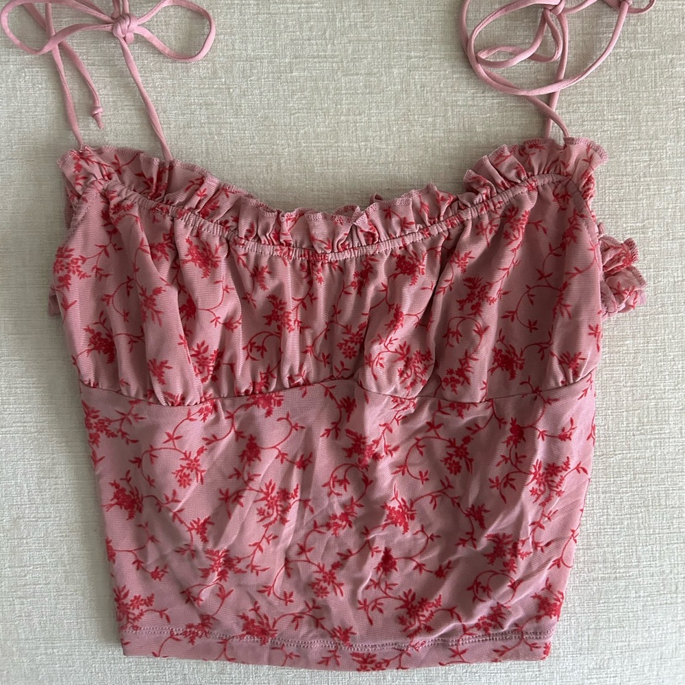 Blush and Red Ruffle Top